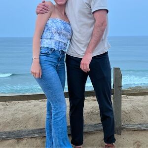 H&M Blue and White Smocked Tube Top